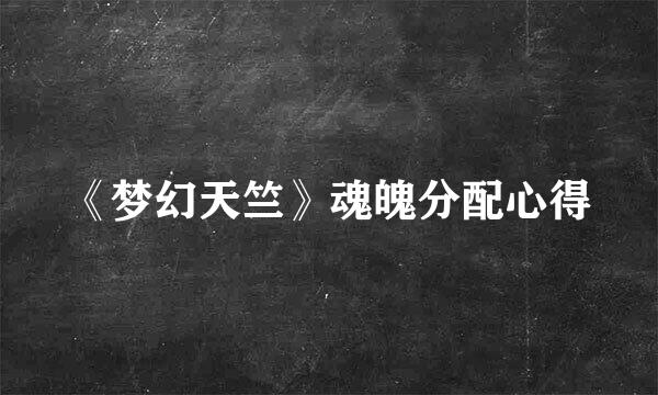 《梦幻天竺》魂魄分配心得