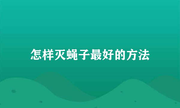 怎样灭蝇子最好的方法