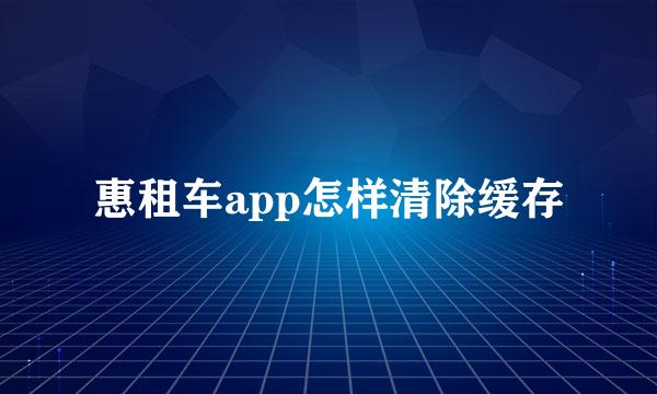 惠租车app怎样清除缓存