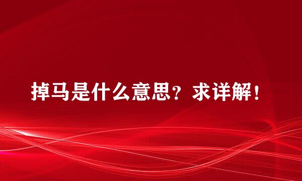 掉马是什么意思？求详解！