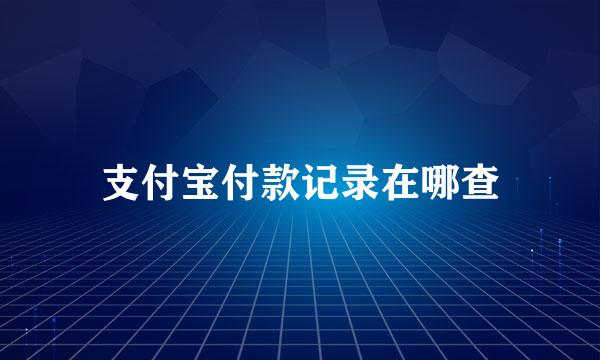 支付宝付款记录在哪查