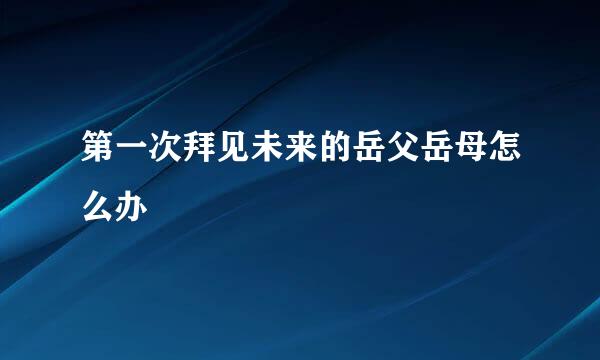第一次拜见未来的岳父岳母怎么办