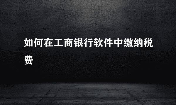 如何在工商银行软件中缴纳税费