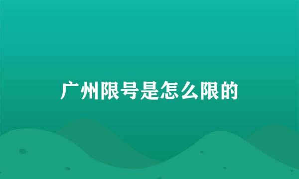 广州限号是怎么限的
