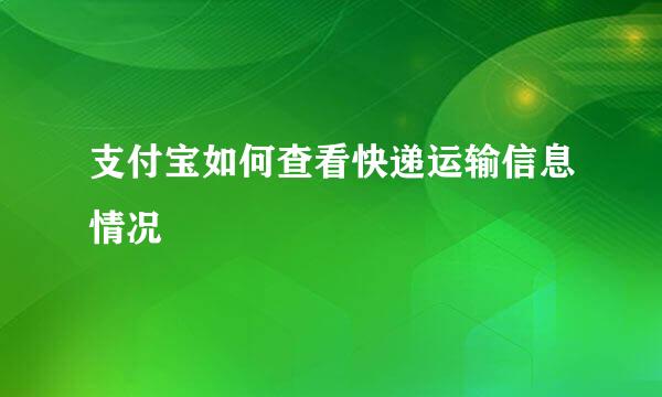 支付宝如何查看快递运输信息情况