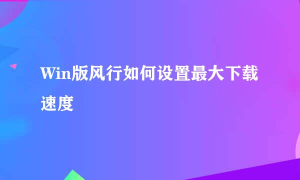 Win版风行如何设置最大下载速度