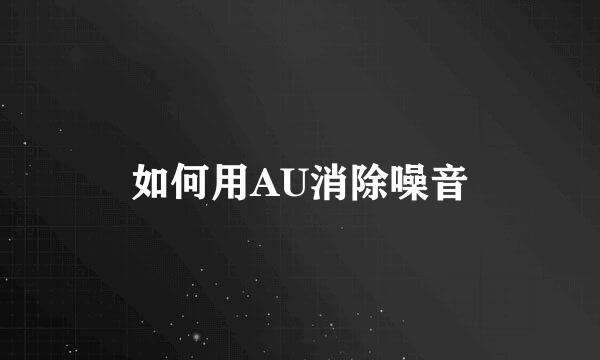 如何用AU消除噪音