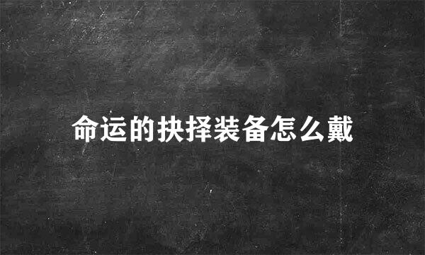 命运的抉择装备怎么戴