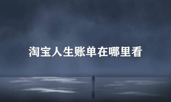 淘宝人生账单在哪里看