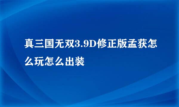 真三国无双3.9D修正版孟获怎么玩怎么出装