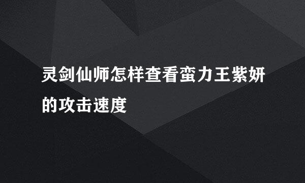 灵剑仙师怎样查看蛮力王紫妍的攻击速度