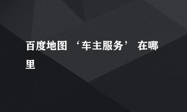百度地图 ‘车主服务’ 在哪里