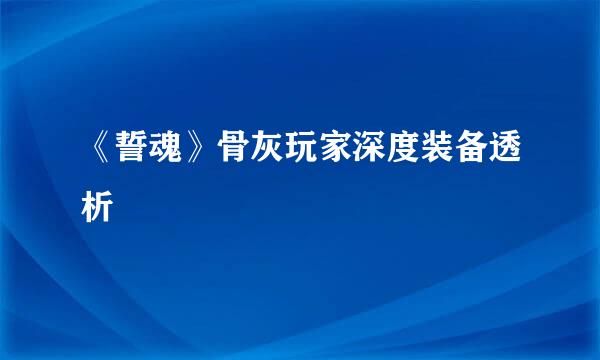 《誓魂》骨灰玩家深度装备透析
