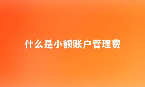 什么是小额账户管理费
