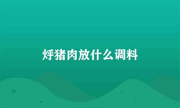 烀猪肉放什么调料