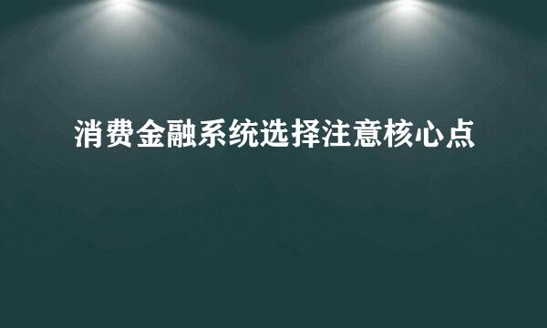 消费金融系统选择注意核心点