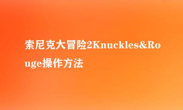 索尼克大冒险2Knuckles&Rouge操作方法