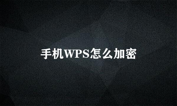 手机WPS怎么加密