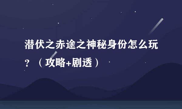 潜伏之赤途之神秘身份怎么玩？（攻略+剧透）