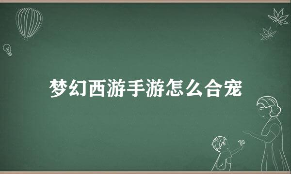 梦幻西游手游怎么合宠