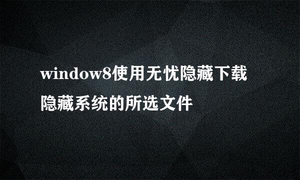 window8使用无忧隐藏下载隐藏系统的所选文件