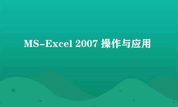 MS-Excel 2007 操作与应用