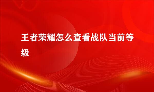 王者荣耀怎么查看战队当前等级