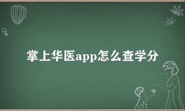 掌上华医app怎么查学分