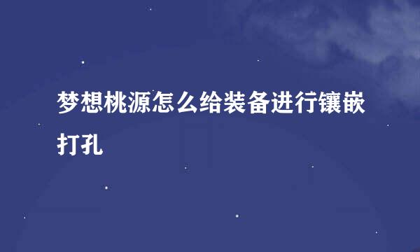 梦想桃源怎么给装备进行镶嵌打孔