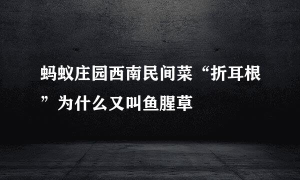 蚂蚁庄园西南民间菜“折耳根”为什么又叫鱼腥草