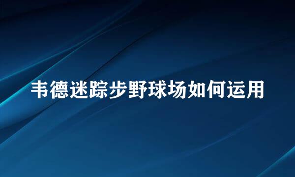 韦德迷踪步野球场如何运用