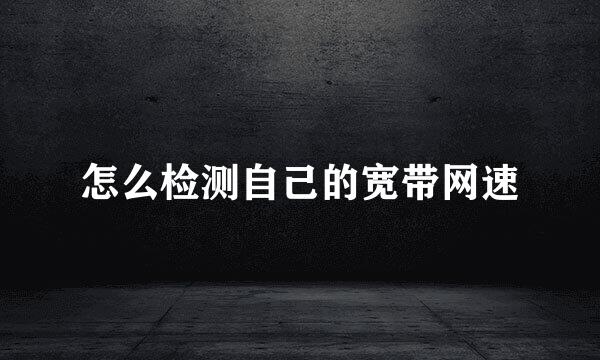 怎么检测自己的宽带网速