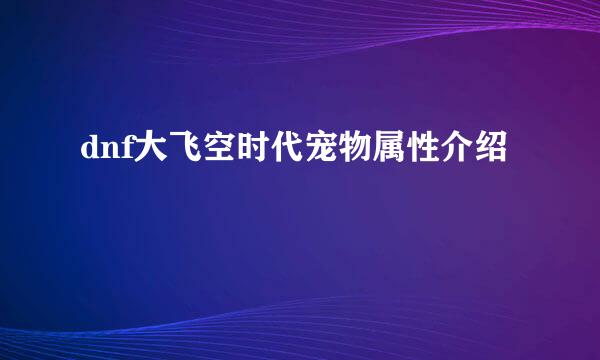 dnf大飞空时代宠物属性介绍