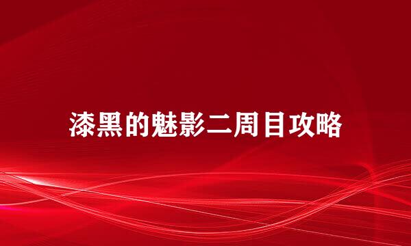 漆黑的魅影二周目攻略
