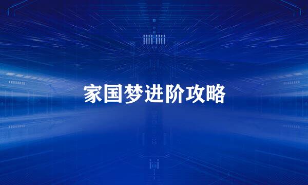家国梦进阶攻略