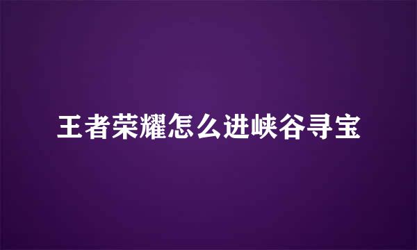 王者荣耀怎么进峡谷寻宝