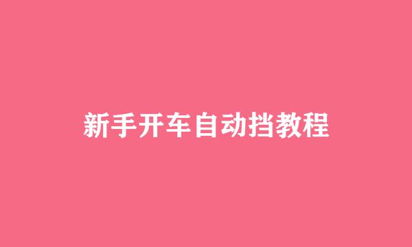 新手开车自动挡教程