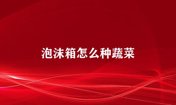 泡沫箱怎么种蔬菜