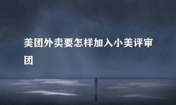 美团外卖要怎样加入小美评审团