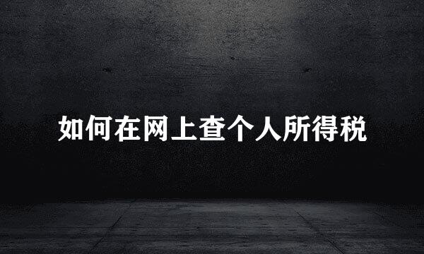 如何在网上查个人所得税