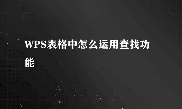 WPS表格中怎么运用查找功能