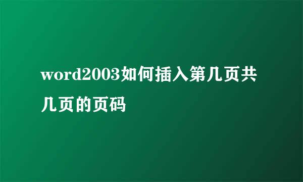 word2003如何插入第几页共几页的页码