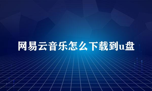 网易云音乐怎么下载到u盘