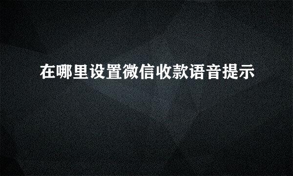 在哪里设置微信收款语音提示