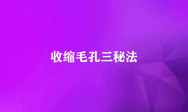 收缩毛孔三秘法