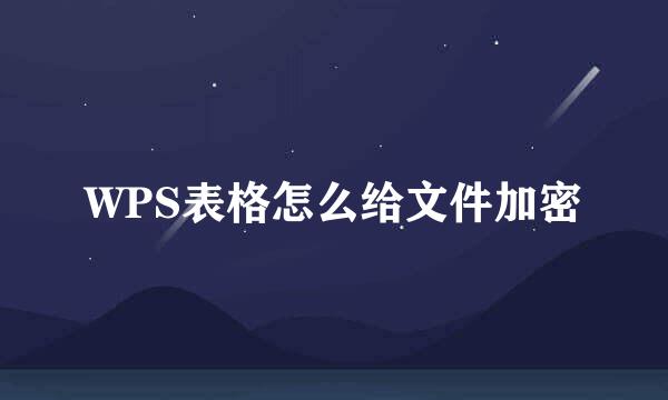 WPS表格怎么给文件加密