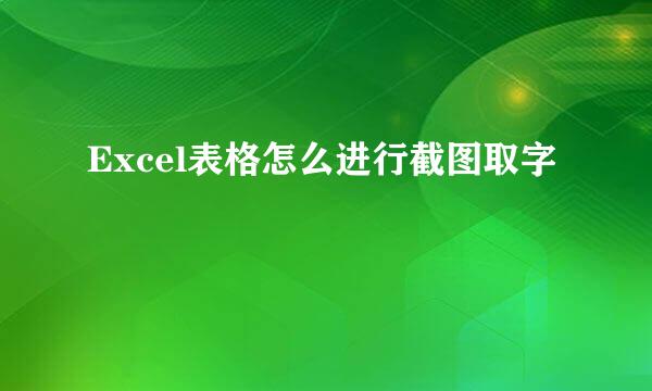Excel表格怎么进行截图取字