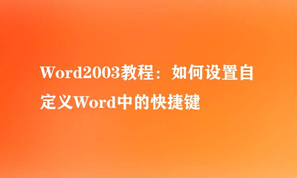 Word2003教程：如何设置自定义Word中的快捷键