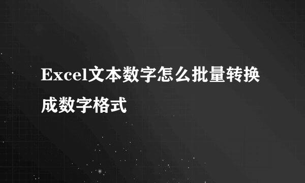 Excel文本数字怎么批量转换成数字格式