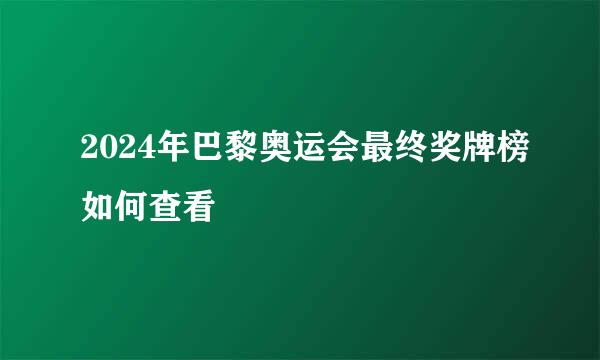 2024年巴黎奥运会最终奖牌榜如何查看